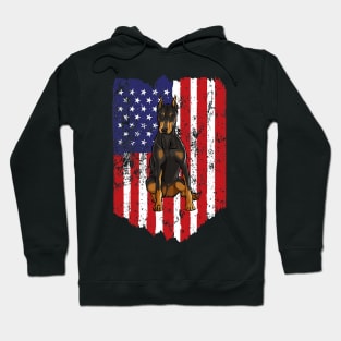 American Flag Doberman Pinscher 4Th Of July Usa Hoodie